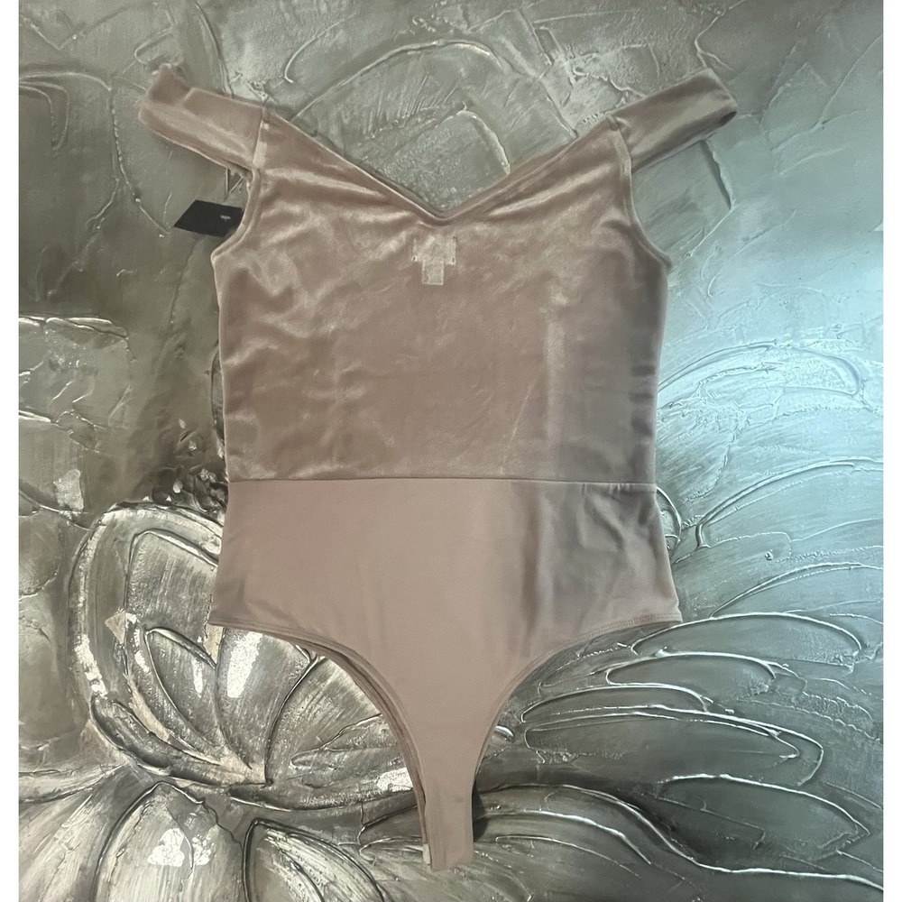Light Pink Velvet Bodysuit Boho Glam Chic Party Top -Free Press -Size L -New - Picture 14 of 16